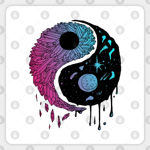 2nd Dual Color Yin Yang Crystals and The Night Sky Sticker by kenallouis